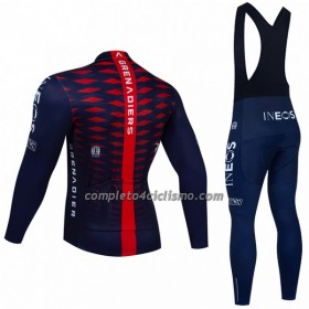 Completo Maglia ML + Pantaloncino con bretelle ML 2022 INEOS Grenadiers Blu Rosso